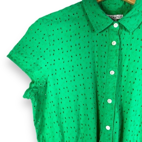 4 for $40 SALE! J Crew Mercantile Eyelet Tie-Front Dress, Apple Green, Size S - Picture 4 of 15